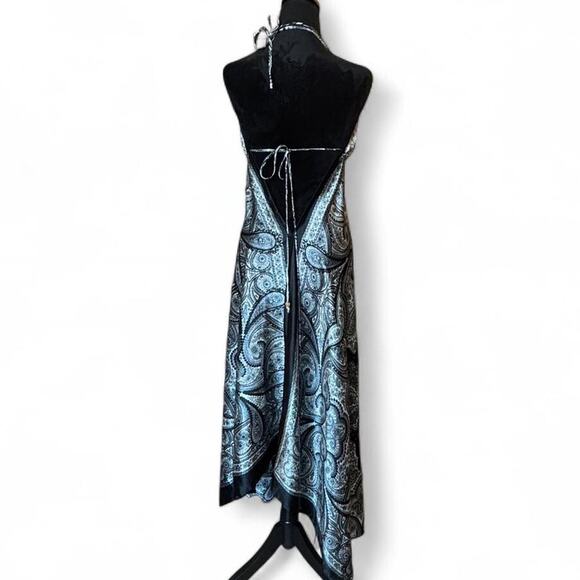 Earthbound Black Paisley Handkerchief Maxi Dress Women’s M Boho Halter - Picture 6 of 8